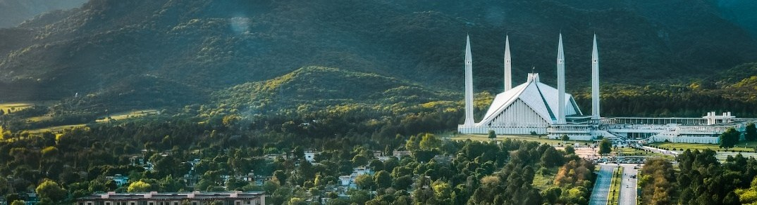 Islamabad skyline with the Faisal Mosque